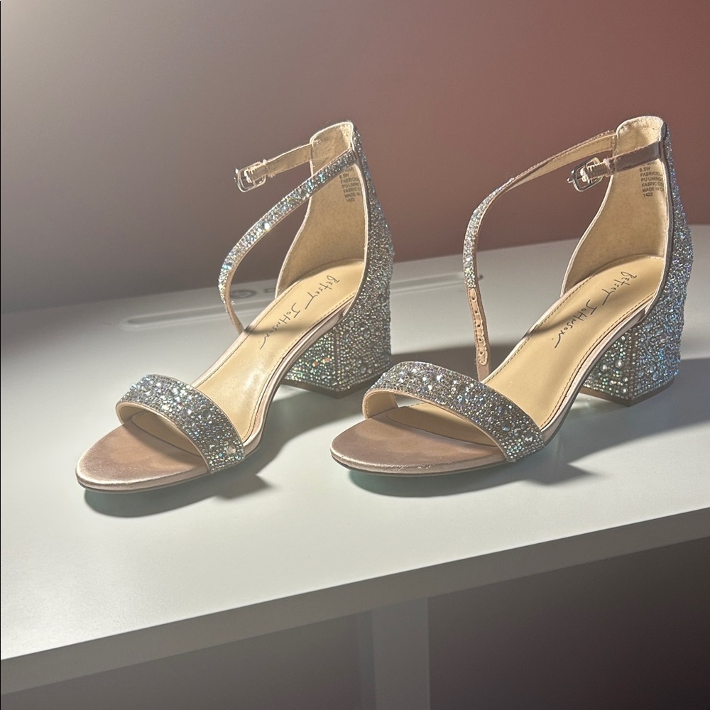 Betsey Johnson Glittering champagne was Heels -Mari sandals